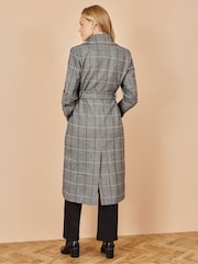 Yumi Grey Check Oversize Long Biker Coat - Image 5 of 5