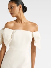 Forever New White Adalyn Petite Mini Bow Dress - Image 3 of 5