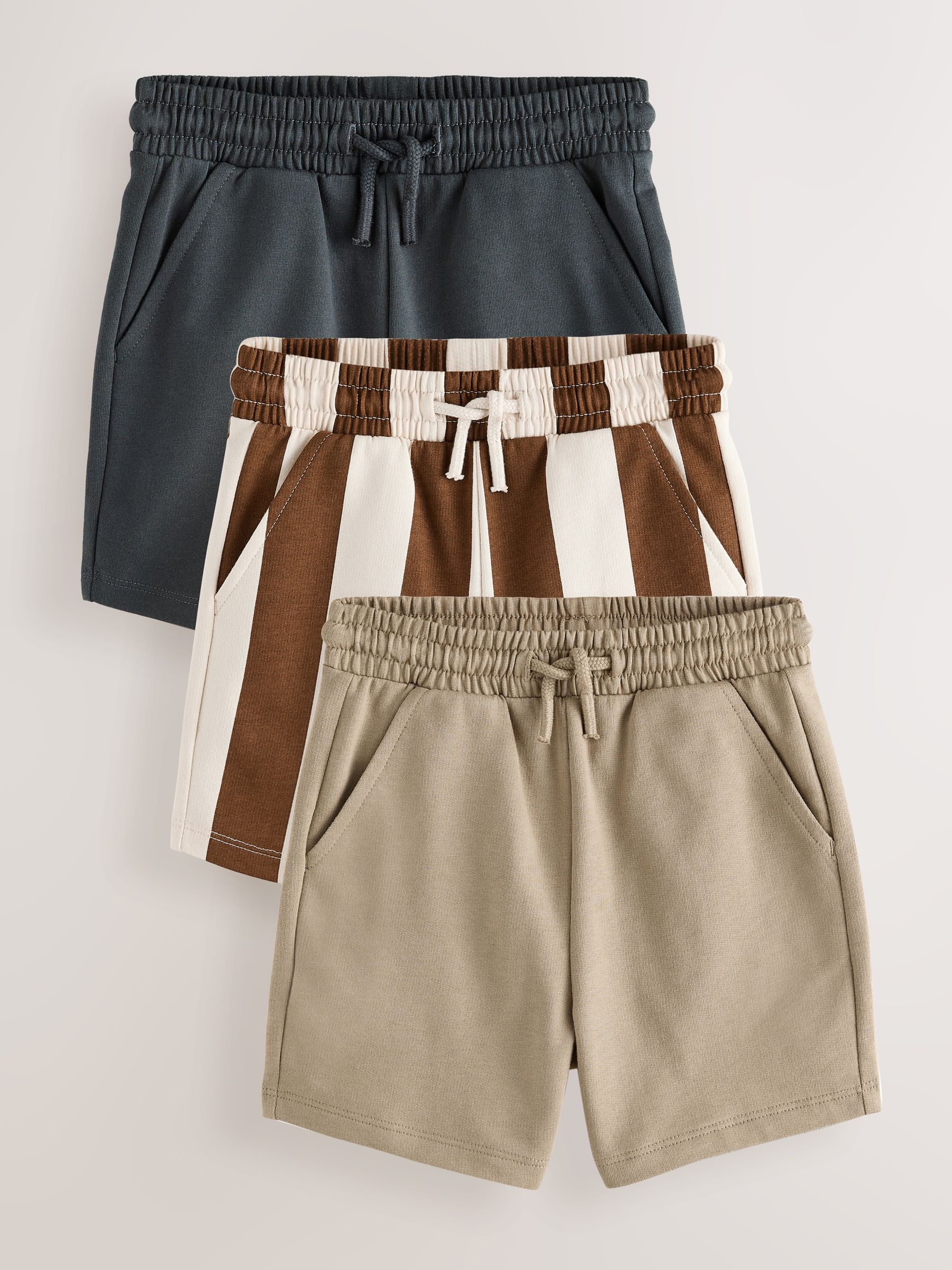 Buy Brown/Cream Jersey Shorts 3 Pack (3mths-7yrs) from the Next UK