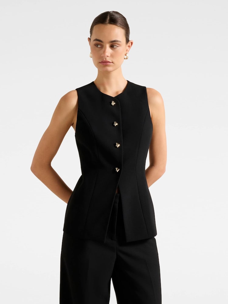 Forever New Black Hendrix Long Waistcoat - Image 1 of 5