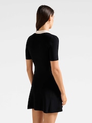 Forever New Black Phoebe Short Sleeves Trim Mini Dress - Image 2 of 5