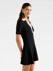 Forever New Black Phoebe Short Sleeves Trim Mini Dress - Image 4 of 5