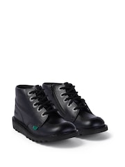 Kickers Black Junior Unisex Kick Hi Zip Leather Shoes - Image 1 of 5
