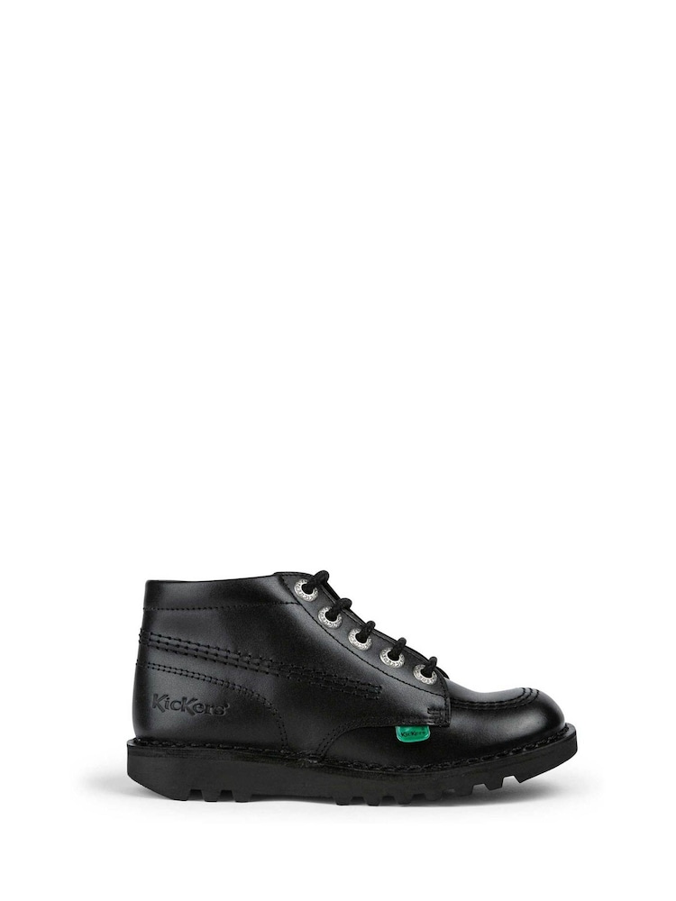 Kickers Black Junior Unisex Kick Hi Zip Leather Shoes - Image 2 of 5