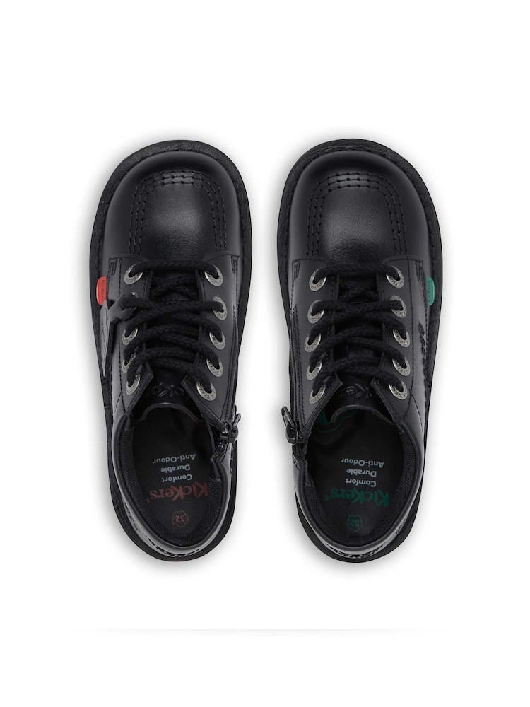 Kickers Black Junior Unisex Kick Hi Zip Leather Shoes - Image 5 of 5