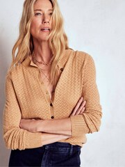 Boden Brown Diane Pointelle Cardigan - Image 1 of 6