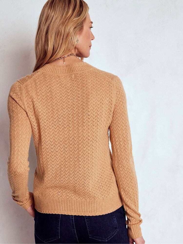 Boden Brown Diane Pointelle Cardigan - Image 2 of 6