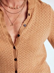 Boden Brown Diane Pointelle Cardigan - Image 3 of 6