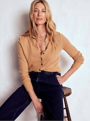 Boden Brown Diane Pointelle Cardigan - Image 4 of 6