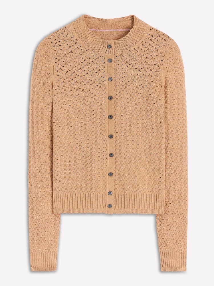 Boden Brown Diane Pointelle Cardigan - Image 6 of 6 Boden Brown Diane Pointelle Cardigan - Image 6 of 6
