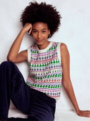 Boden Cream Edie Fair Isle Tank Top - Image 1 of 7