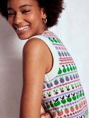 Boden Cream Edie Fair Isle Tank Top - Image 2 of 7