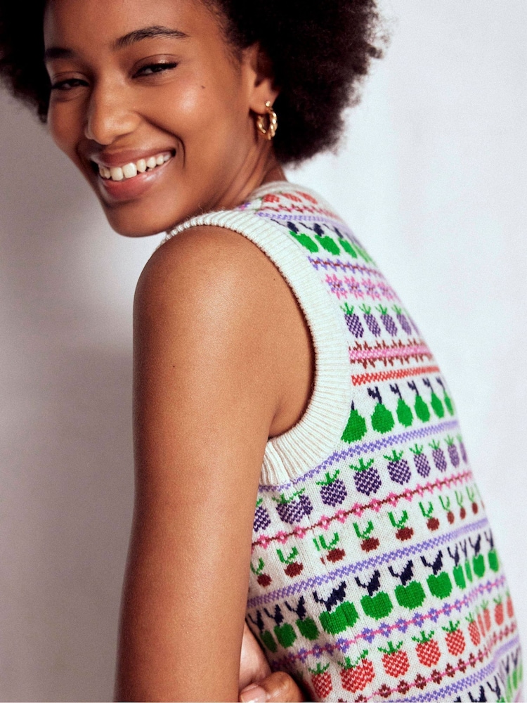 Boden Cream Edie Fair Isle Tank Top - Image 2 of 7 Boden Cream Edie Fair Isle Tank Top - Image 2 of 7