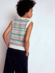 Boden Cream Edie Fair Isle Tank Top - Image 3 of 7