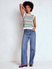 Boden Cream Edie Fair Isle Tank Top - Image 5 of 7