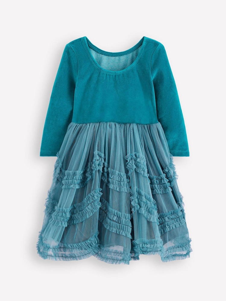 Boden Blue Velour Tulle Ballet Dress - Image 1 of 3 Boden Blue Velour Tulle Ballet Dress - Image 1 of 3