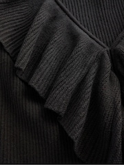 Boden Black Ruffled Rib Henley Jumper - Image 6 of 6