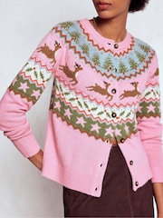 Boden Pink Edie Fair Isle Cardigan - Image 2 of 7