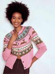 Boden Pink Edie Fair Isle Cardigan - Image 4 of 7