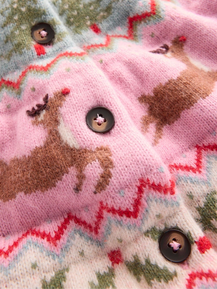 Boden Pink Edie Fair Isle Cardigan - Image 7 of 7