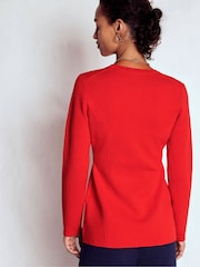 Boden Red Joanna Fitted Knitted Jacket - Image 3 of 7