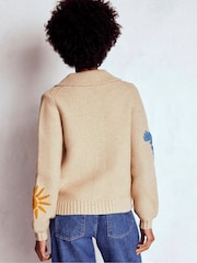Boden Cream Motif Collared Cardigan - Image 3 of 7