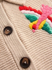 Boden Cream Motif Collared Cardigan - Image 7 of 7