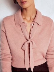 Boden Pink Collared Tie Front Cardigan - Image 4 of 6