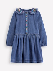 Boden Blue Denim Embroidered Collar Dress - Image 1 of 3