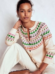 Boden Cream Edie Fair Isle Cardigan - Image 1 of 7