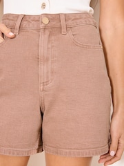 Lipsy Washed Pink Denim Mom Shorts - Image 2 of 4