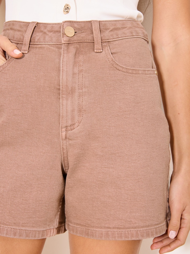 Lipsy Washed Pink Denim Mom Shorts - Image 2 of 4