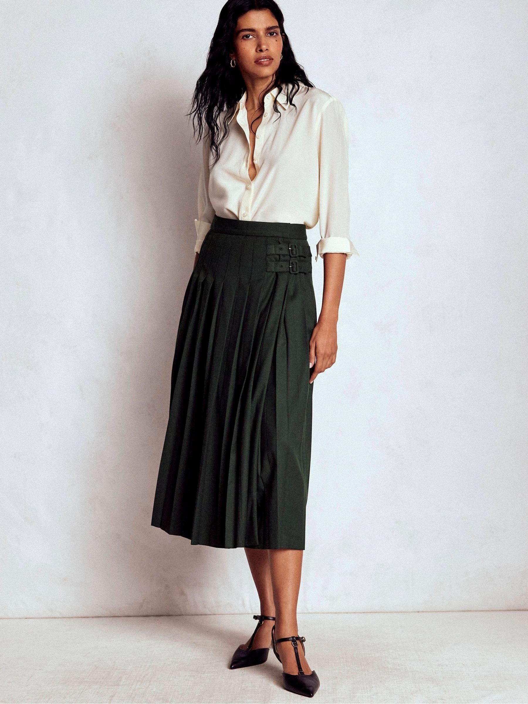 Buy Boden Green Josephine Kilt Midi Skirt from Next USA