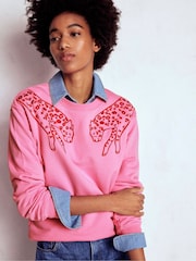 Boden Pink Emi Embroidered Sweatshirt - Image 1 of 5