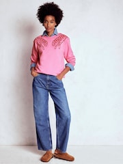 Boden Pink Emi Embroidered Sweatshirt - Image 3 of 5