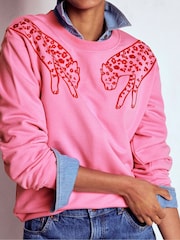 Boden Pink Emi Embroidered Sweatshirt - Image 4 of 5