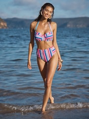 Pink Multi Scallop Stripe - Love & Roses 몰드컵 비키니 탑 - 4의 이미지 3