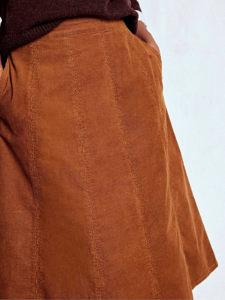 Boden Brown Joy Cord Midi Skirt - Image 2 of 5