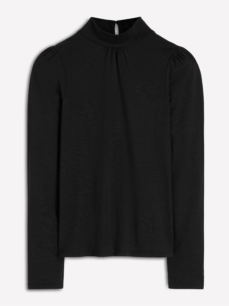 Boden Black Puff Sleeve Jersey Top - Image 5 of 5