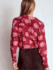 Boden Red Sienna Silk Shirt - Image 3 of 5