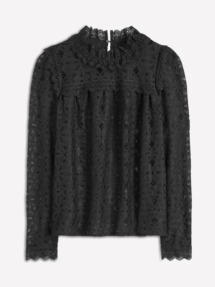 Boden Black Lace Trim Detail Top - Image 6 of 6 Boden Black Lace Trim Detail Top - Image 6 of 6
