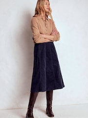 Boden Blue Joy Cord Midi Skirt - Image 1 of 5