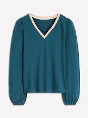 Boden Blue Long Sleeve Metallic Trim Top - Image 5 of 5