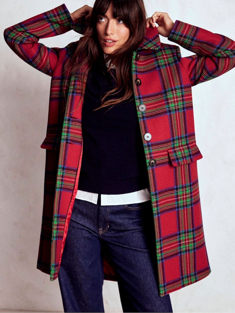 Boden Red Edinburgh Swing Coat - Image 1 of 5 Boden Red Edinburgh Swing Coat - Image 1 of 5
