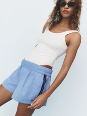 エクリュ ホワイト - self.ノースリーブリブ編みスクープネックボディスーツ - 画像 1 / 9