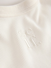 エクリュ ホワイト - self.ノースリーブリブ編みスクープネックボディスーツ - 画像 8 / 9