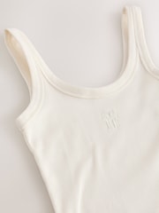 エクリュ ホワイト - self.ノースリーブリブ編みスクープネックボディスーツ - 画像 9 / 9