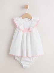 Nyeupe - Woven Baby Dress and Knickers Set 2 Piece (0mths-2yrs) - Picha 3 kati ya 11