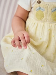 Yellow Lemon Crochet Pinafore And Bodysuit 2 Piece Set (0mths-2yrs) - Image 2 of 11