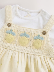 Yellow Lemon Crochet Pinafore And Bodysuit 2 Piece Set (0mths-2yrs) - Image 6 of 11